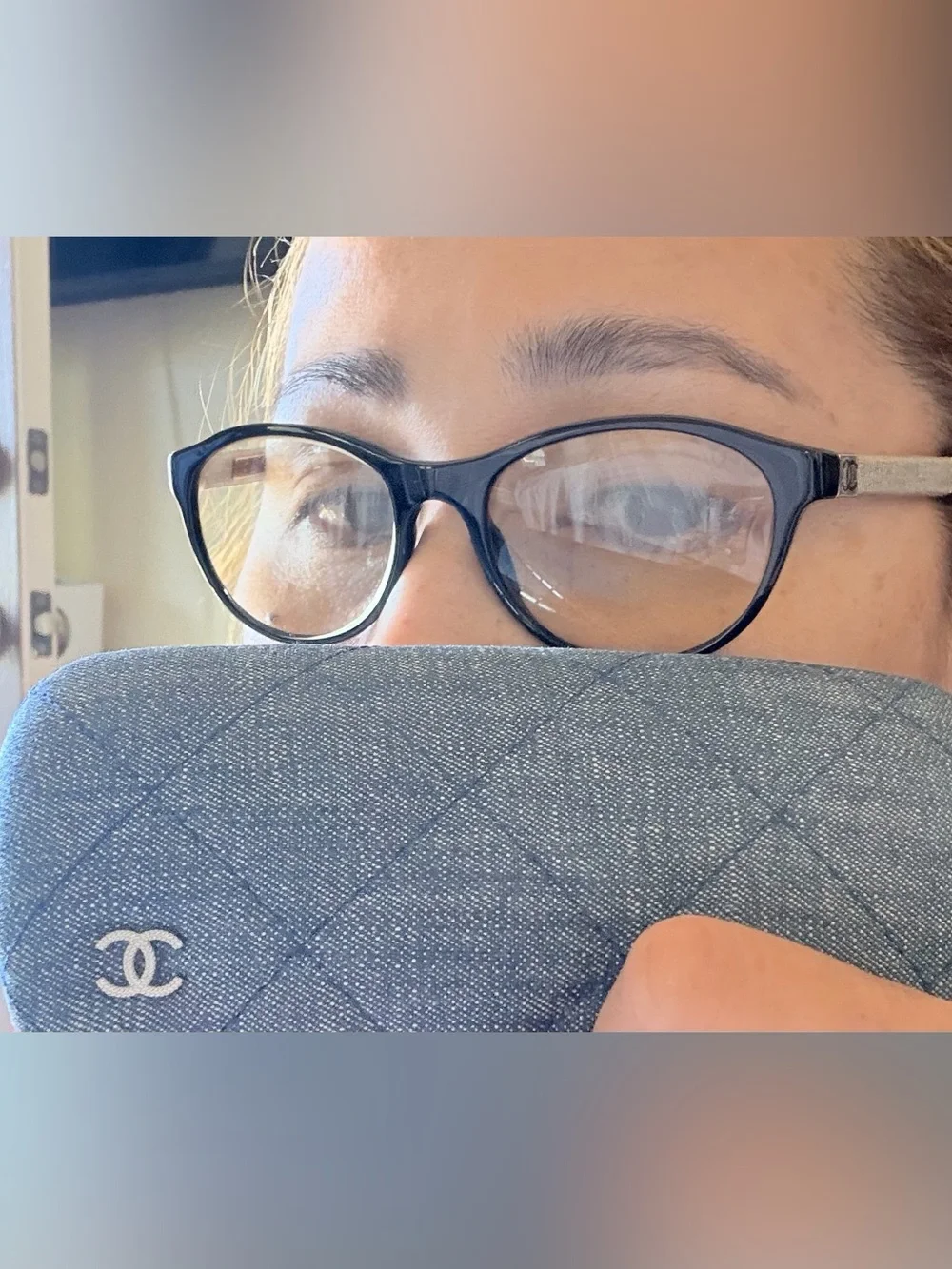 Chanel Eyeglasses frame   Prescription attached with yellowish lens